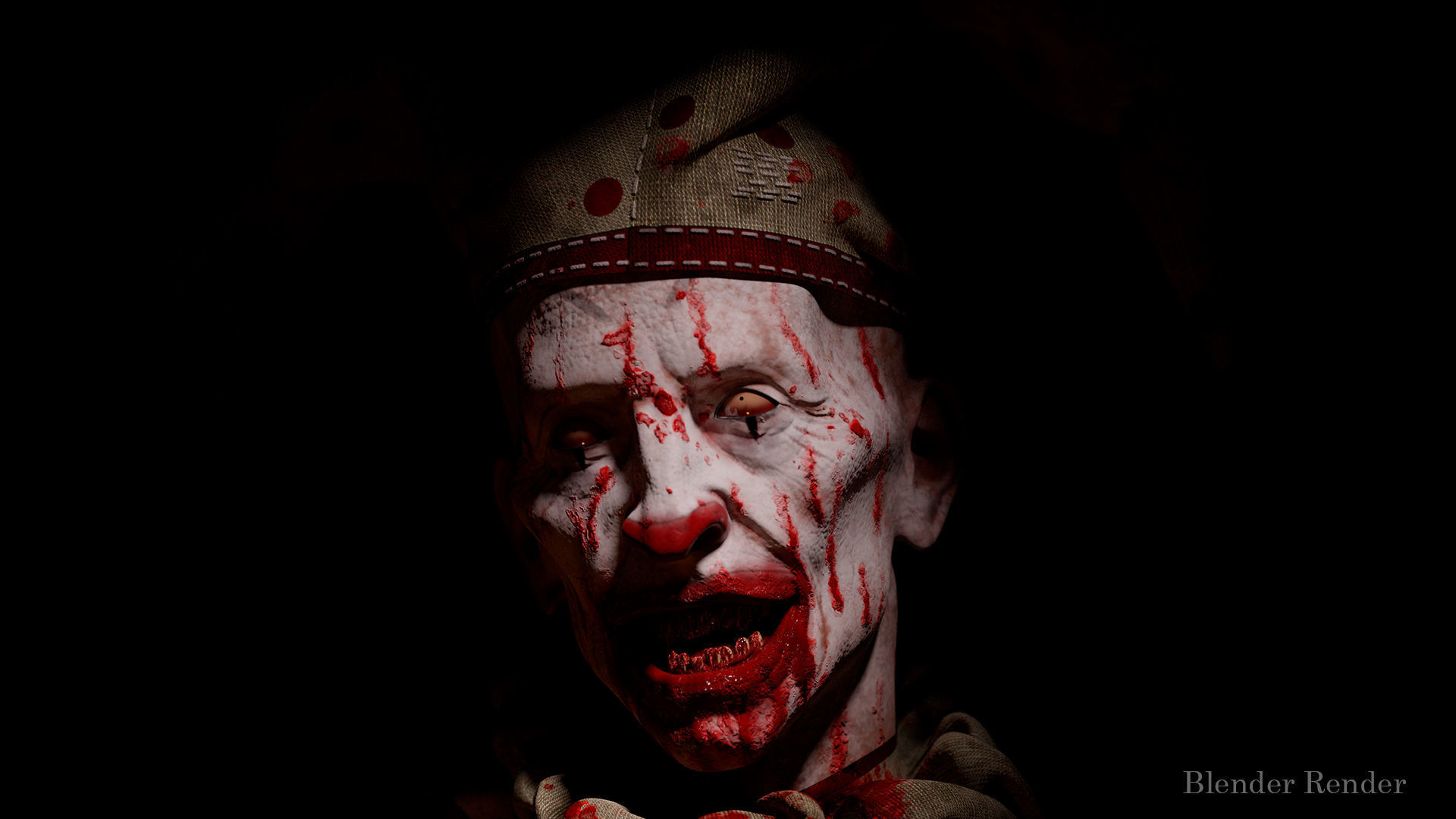 Scary Clown for horror games Low-poly 3D model_7