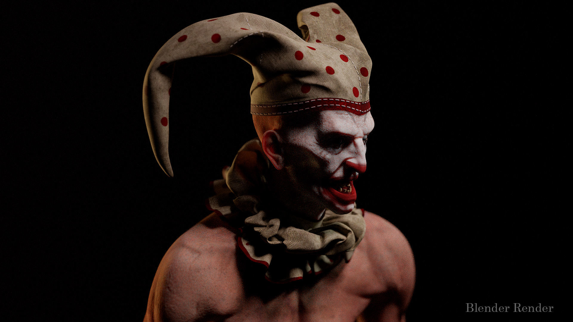 Scary Clown for horror games Low-poly 3D model_6