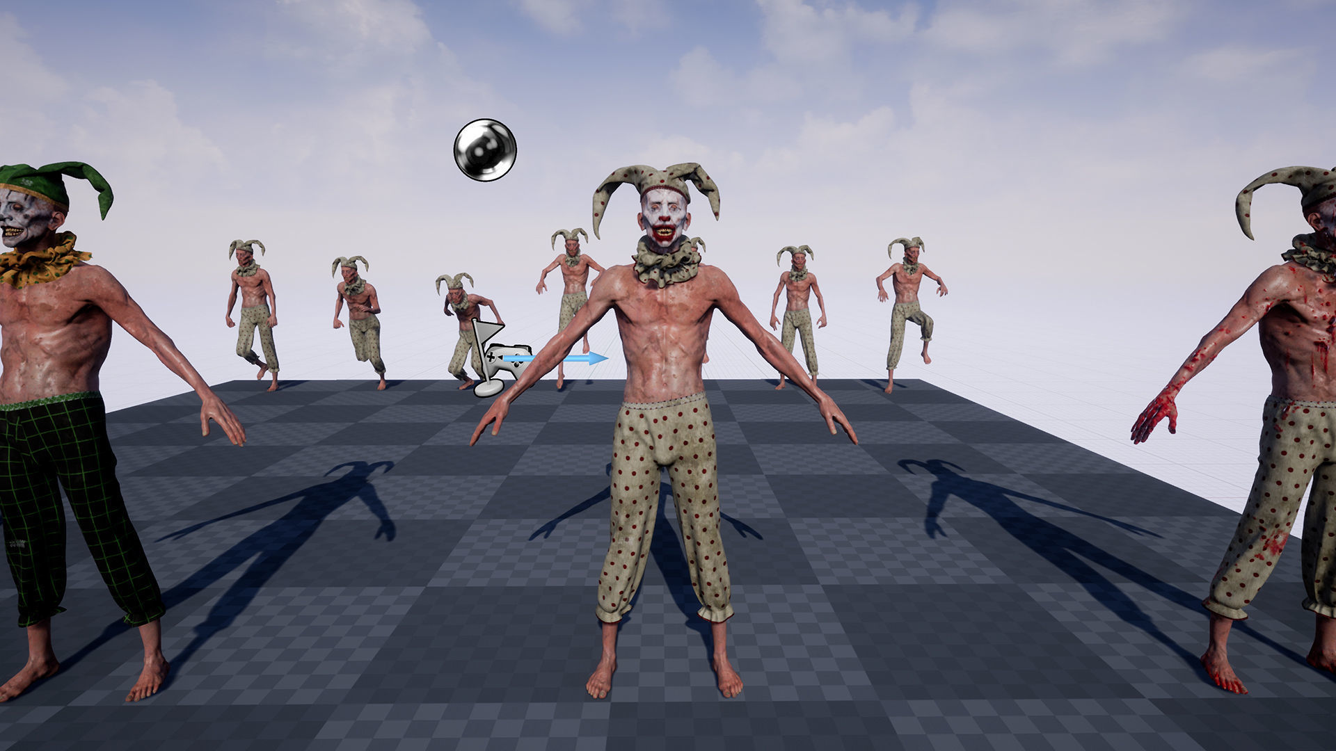 Scary Clown for horror games Low-poly 3D model_18