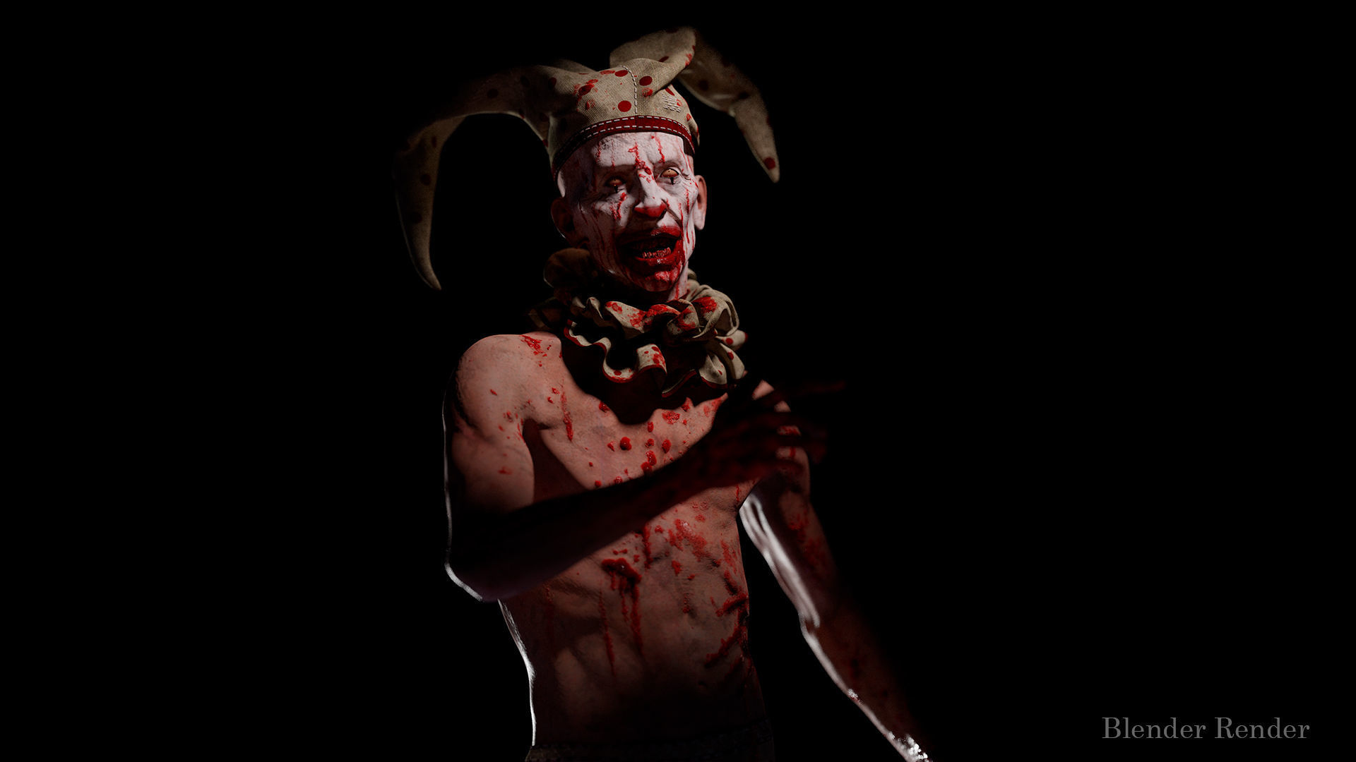 Scary Clown for horror games Low-poly 3D model_8