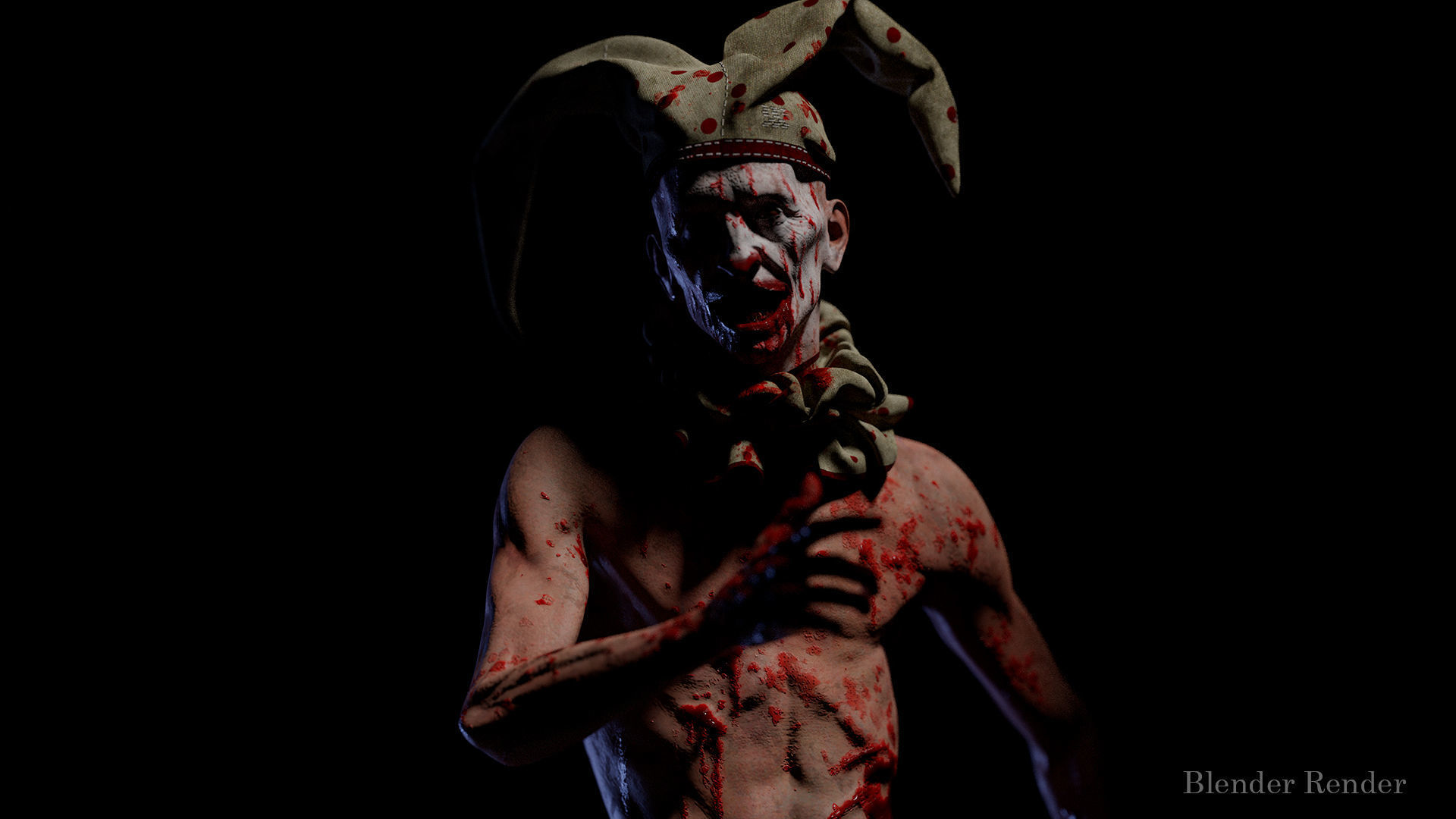 Scary Clown for horror games Low-poly 3D model_2