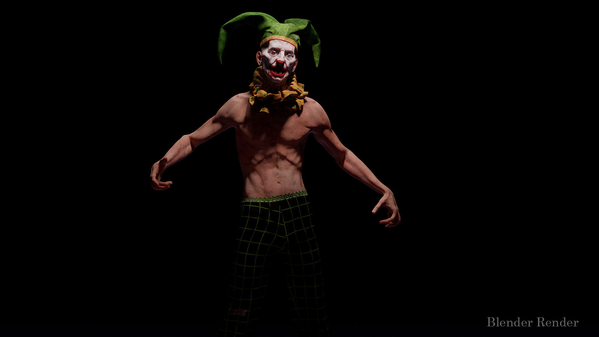 Scary Clown for horror games Low-poly 3D model_10