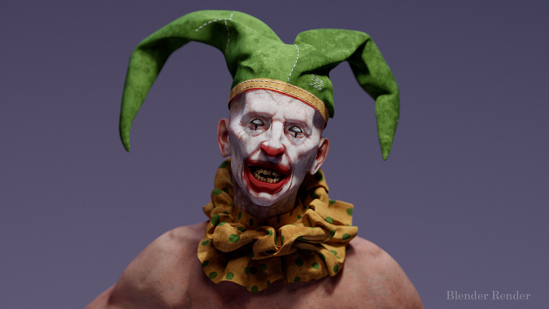 Scary Clown for horror games Low-poly 3D model_13