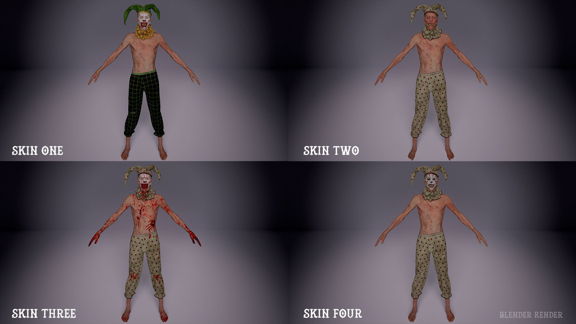 Scary Clown for horror games Low-poly 3D model_15