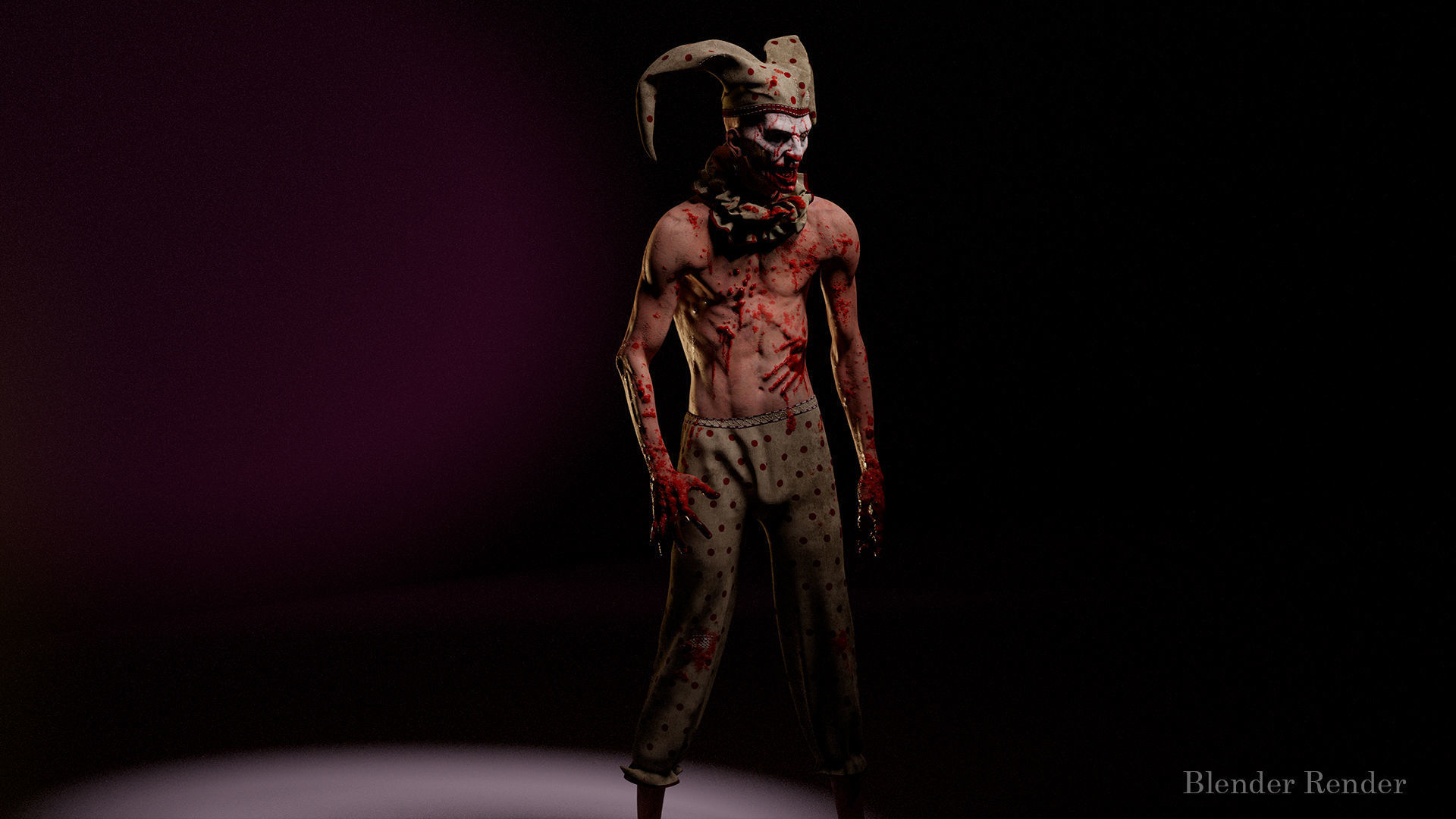Scary Clown for horror games Low-poly 3D model_5