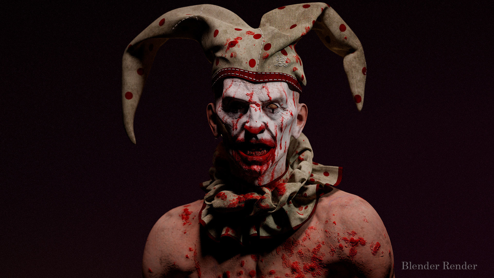 Scary Clown for horror games Low-poly 3D model_4