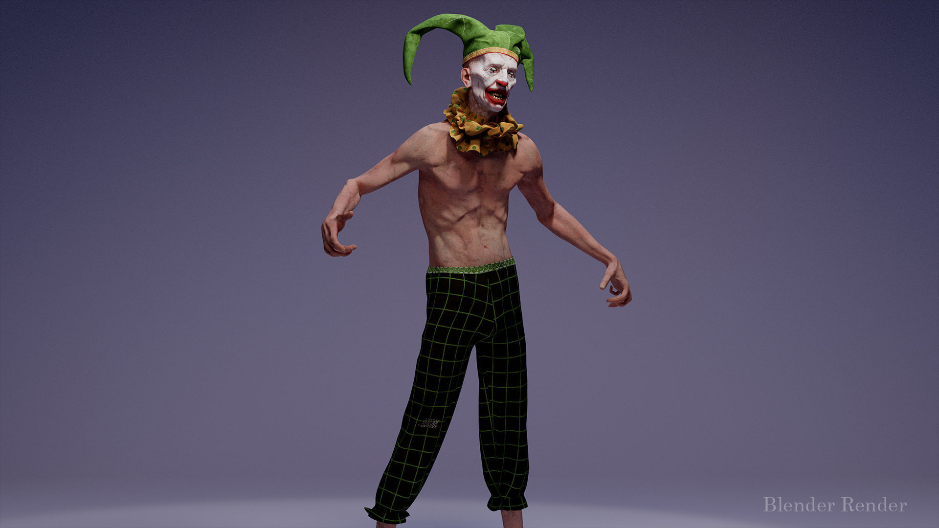 Scary Clown for horror games Low-poly 3D model_12