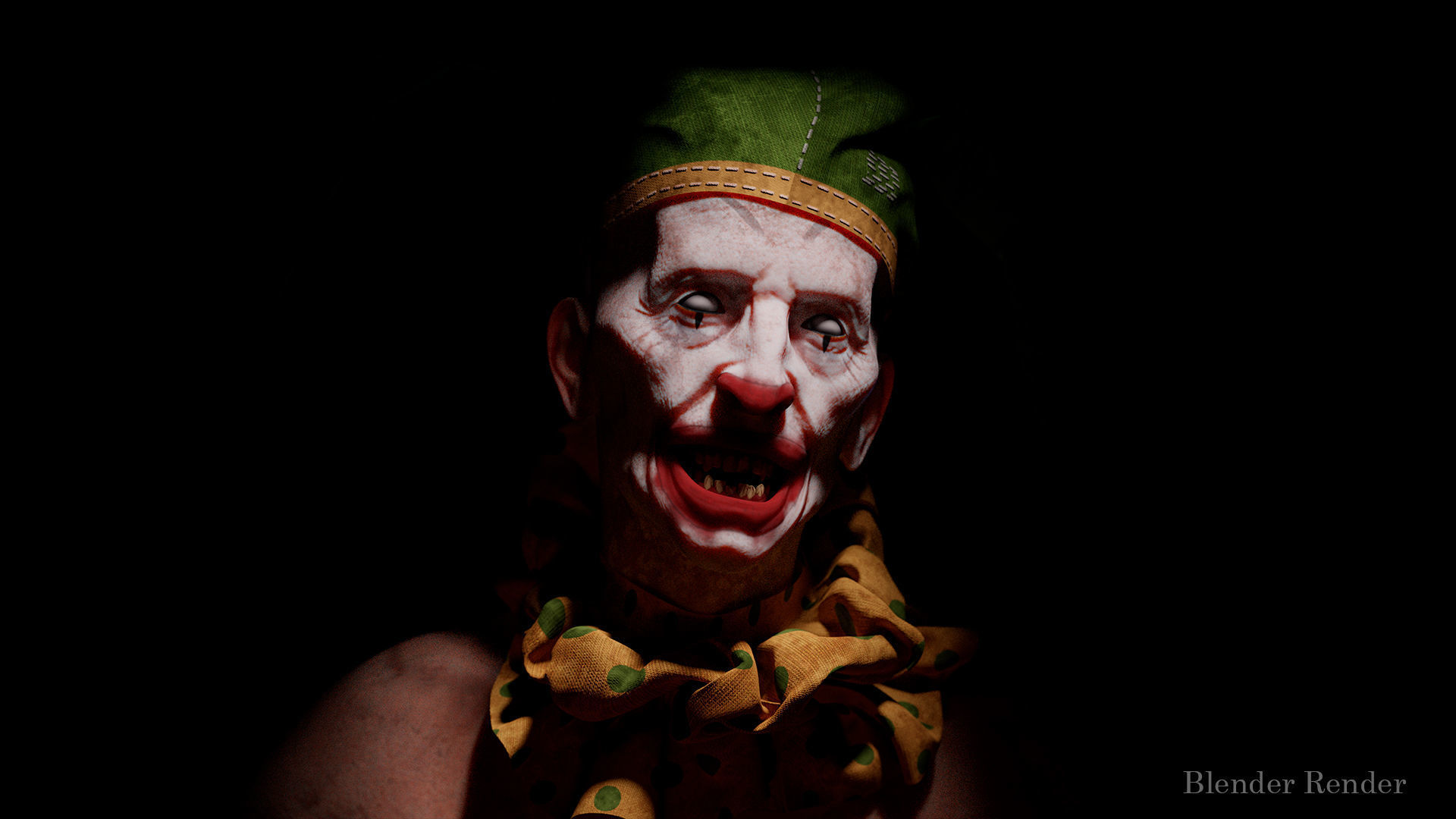Scary Clown for horror games Low-poly 3D model_9