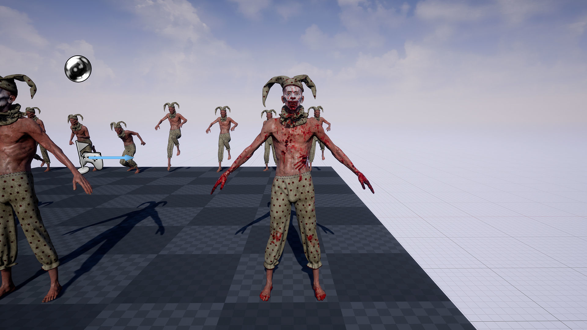 Scary Clown for horror games Low-poly 3D model_19