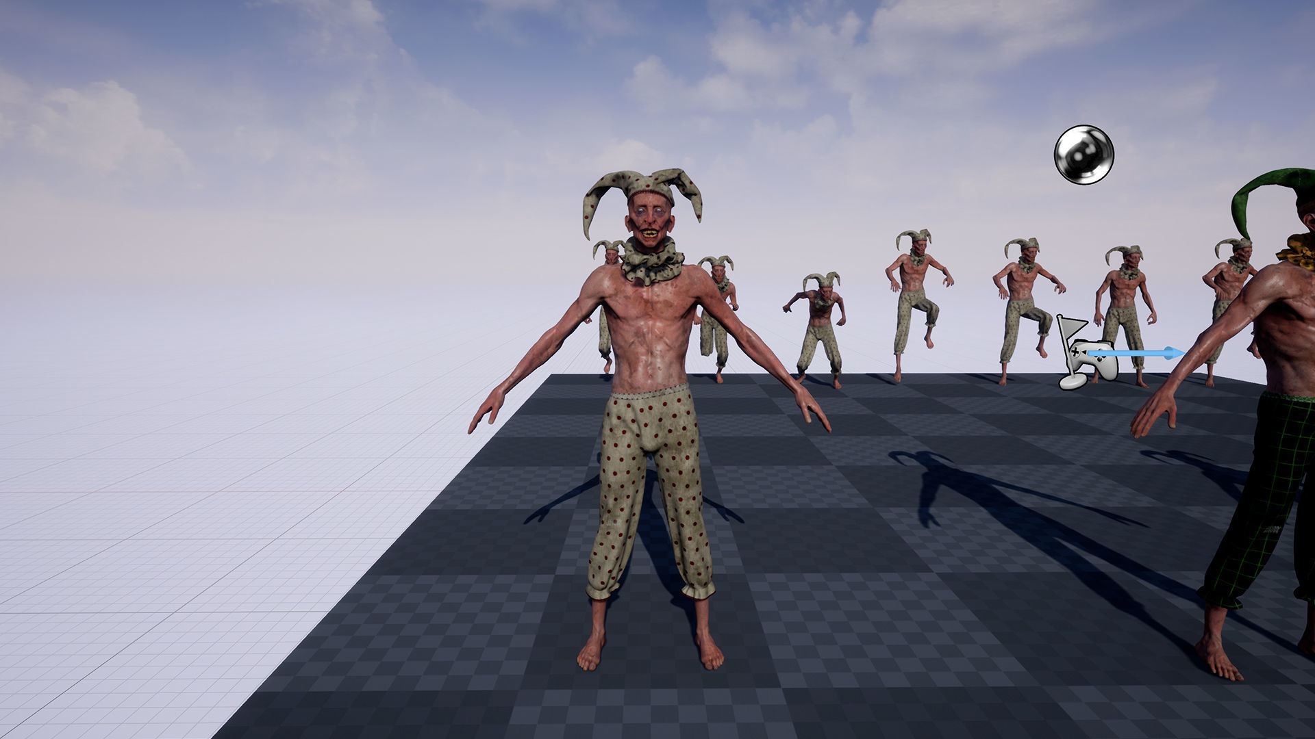 Scary Clown for horror games Low-poly 3D model_16