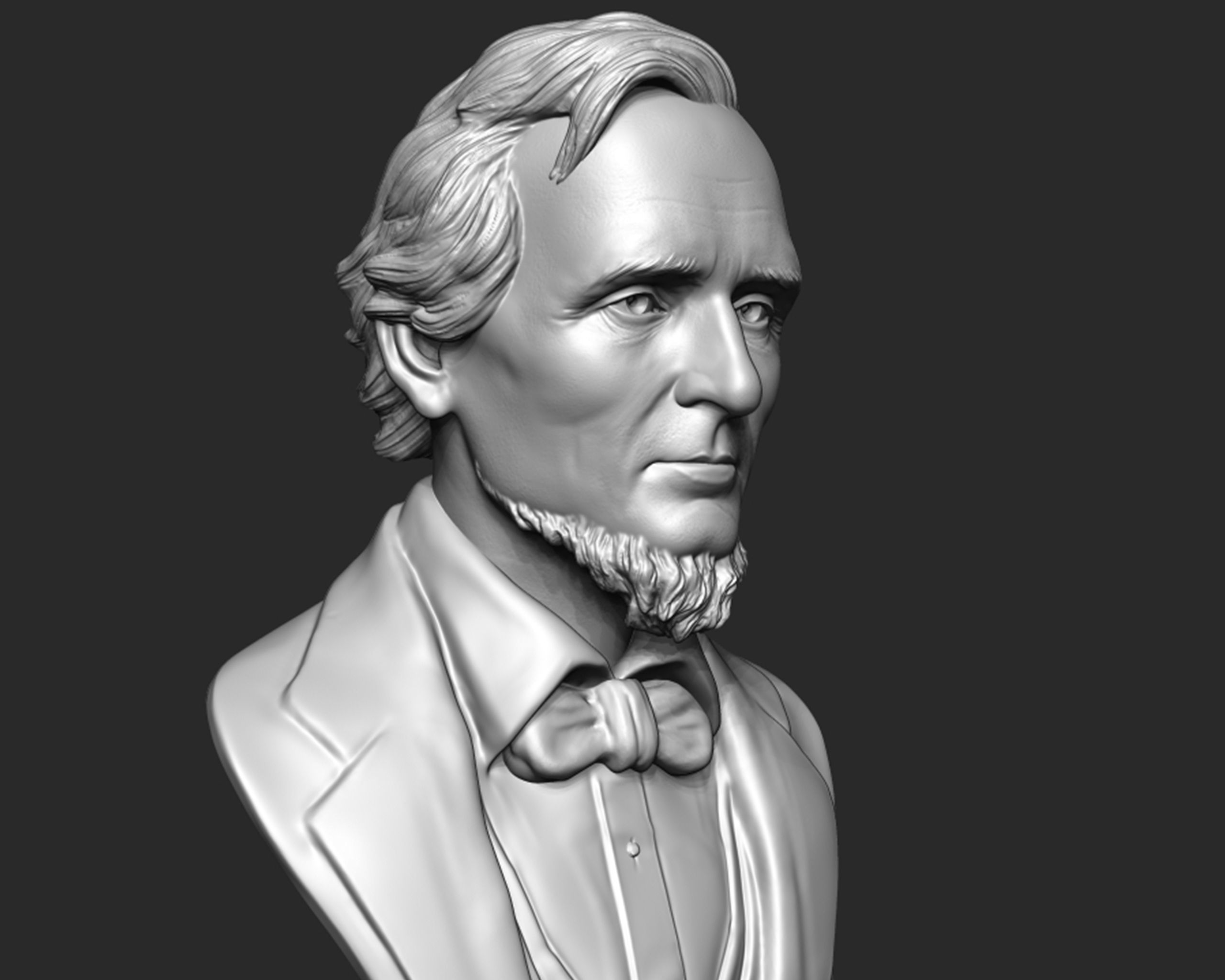 Jefferson Davis bust sculpture 3D print model_3