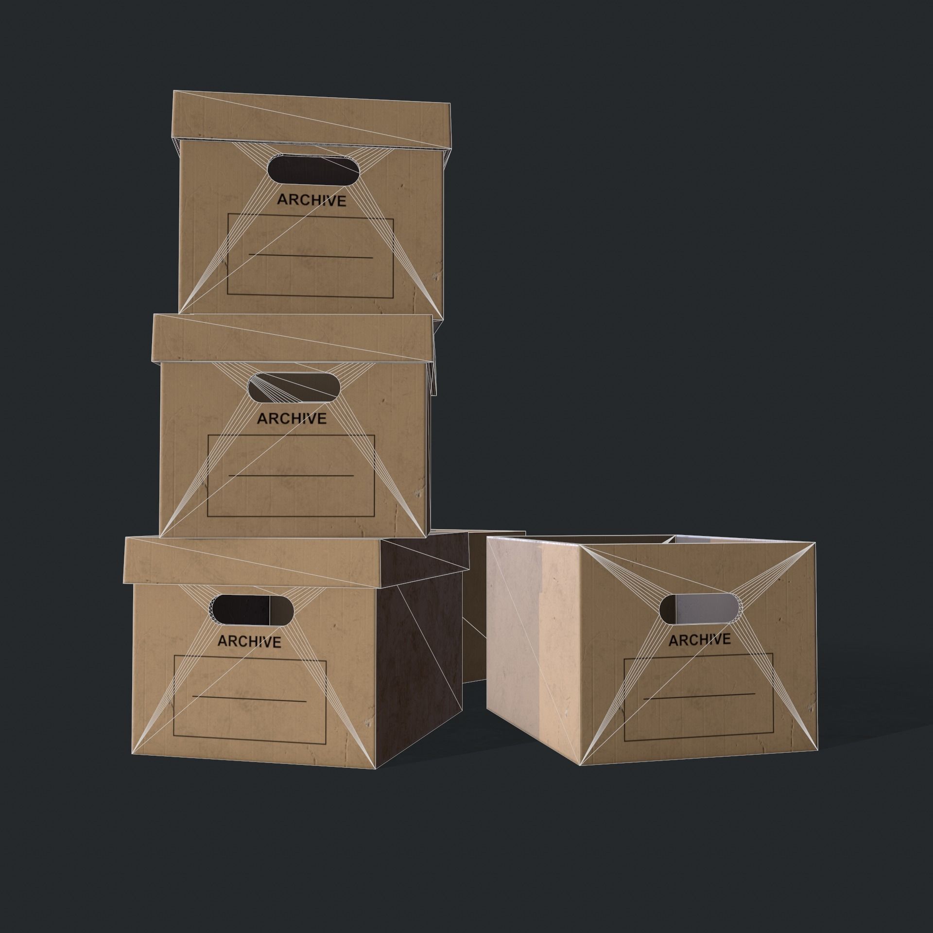 Archive box Low-poly 3D model_5
