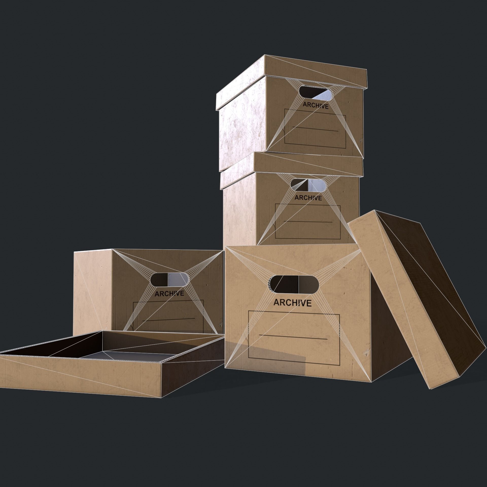 Archive box Low-poly 3D model_3