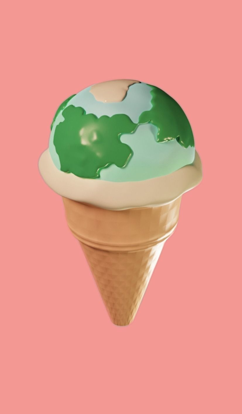 Headphone and Icecream in Earth version Low-poly 3D model_1