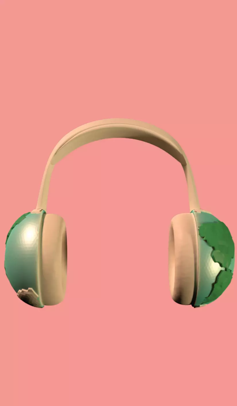 Headphone and Icecream in Earth version Low-poly 3D model_0