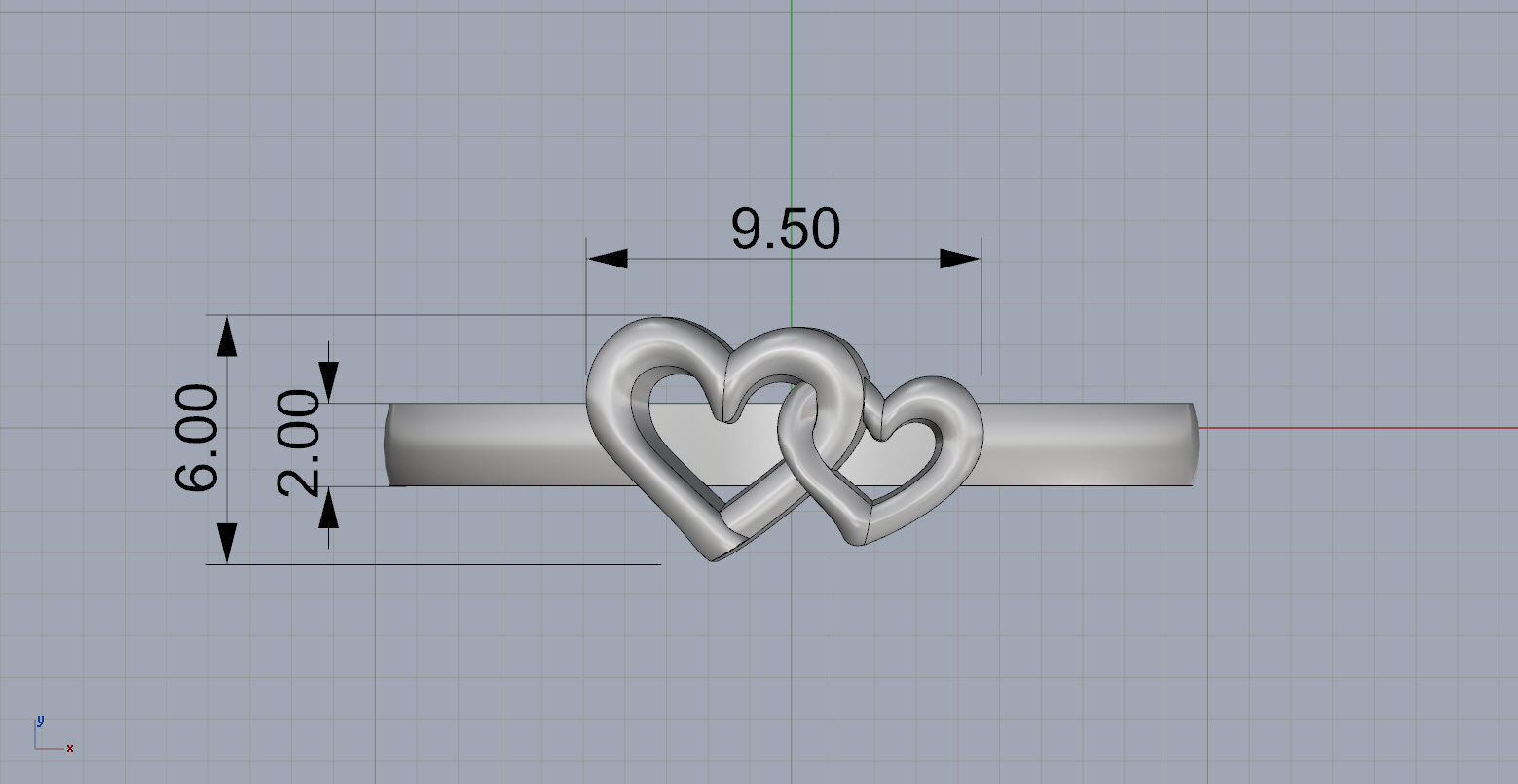 Hearts ring  3D print model_3