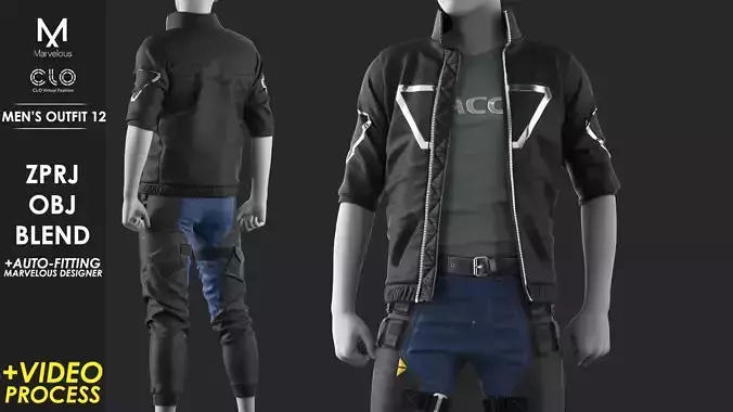 Mens Outfit 12 - Marvelous Designer with Video Process