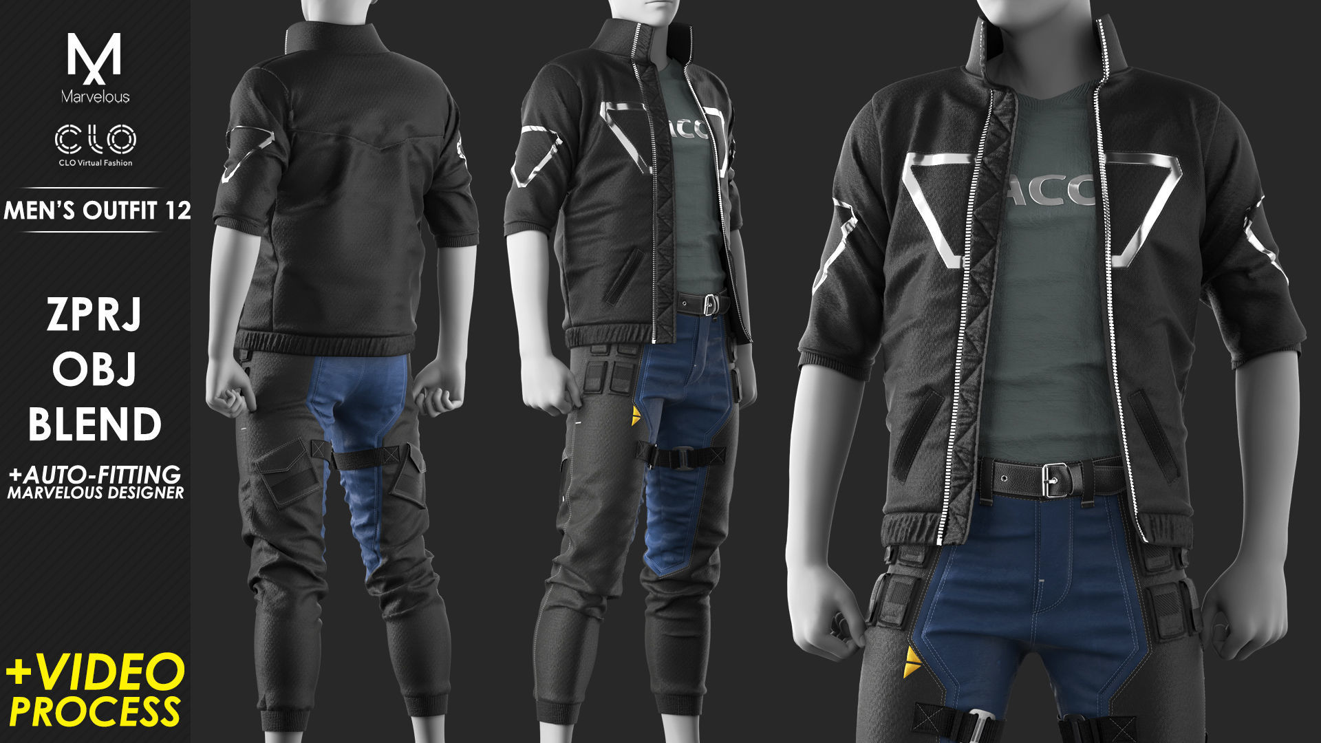 Mens Outfit 12 - Marvelous Designer with Video Process 3D model | CGTrader