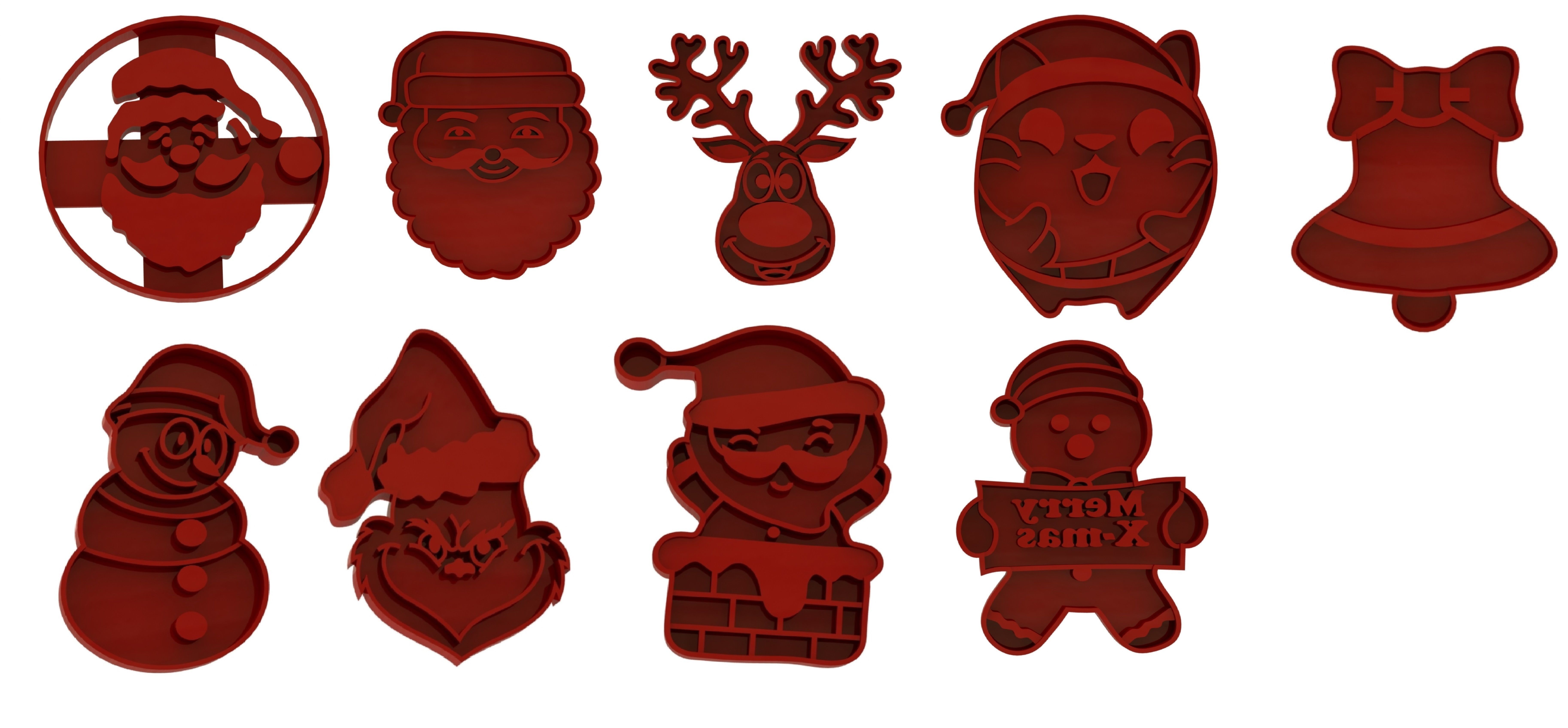 Christmas cookie cutters pack 3D print model_1