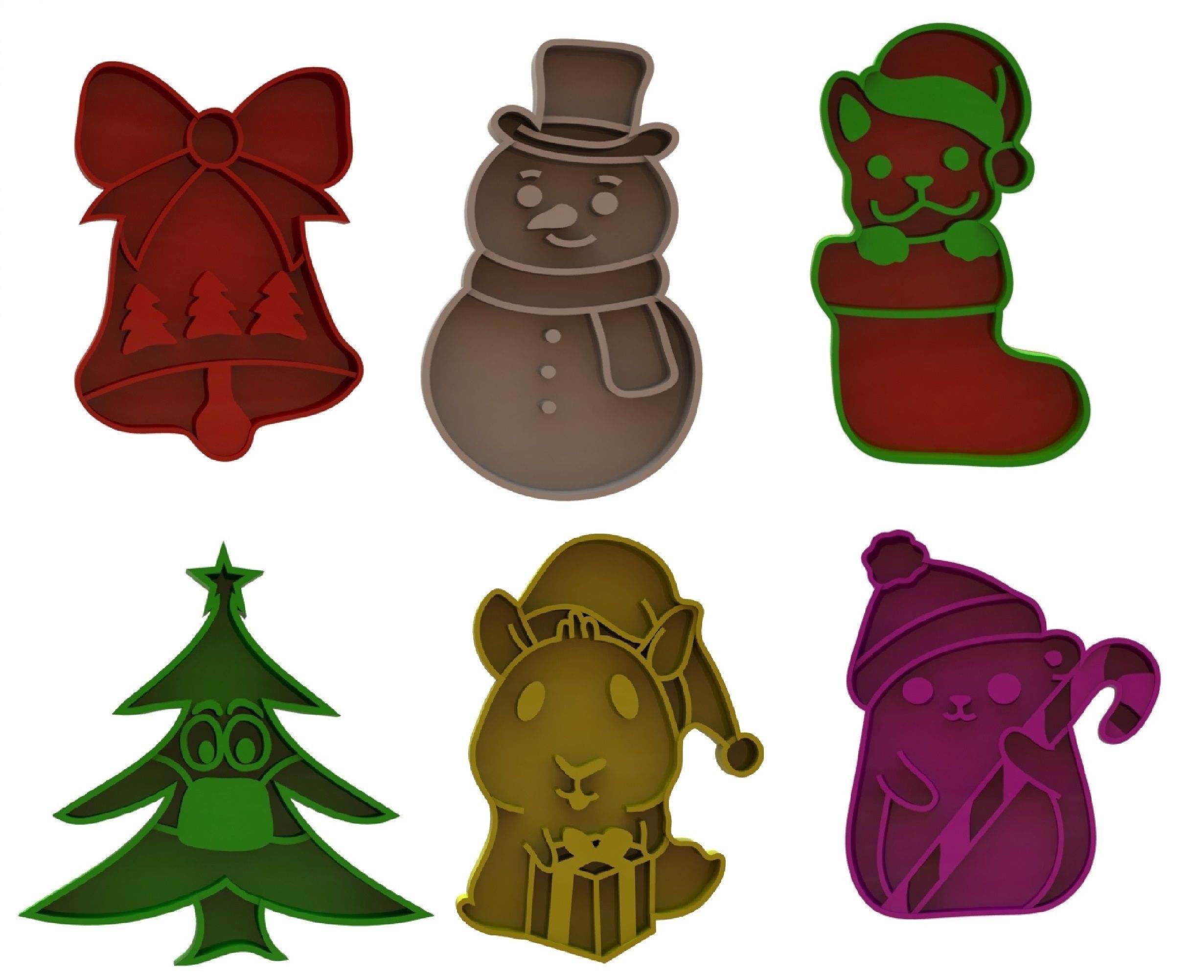 Christmas cookie cutters pack 3D print model_2