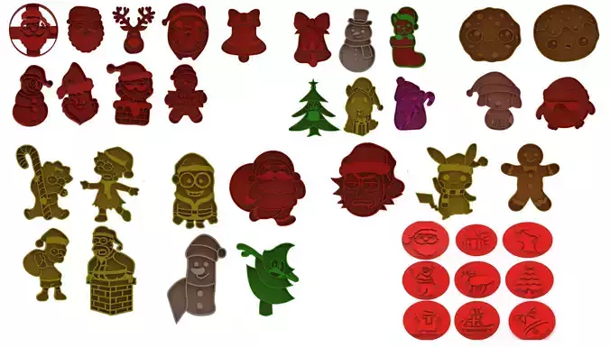 Christmas cookie cutters pack 3D print model
