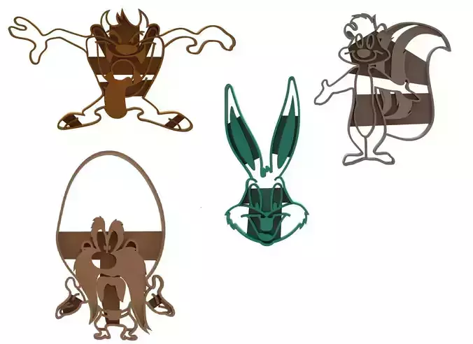 Looney tunes christmas cookie cutters 3D print model