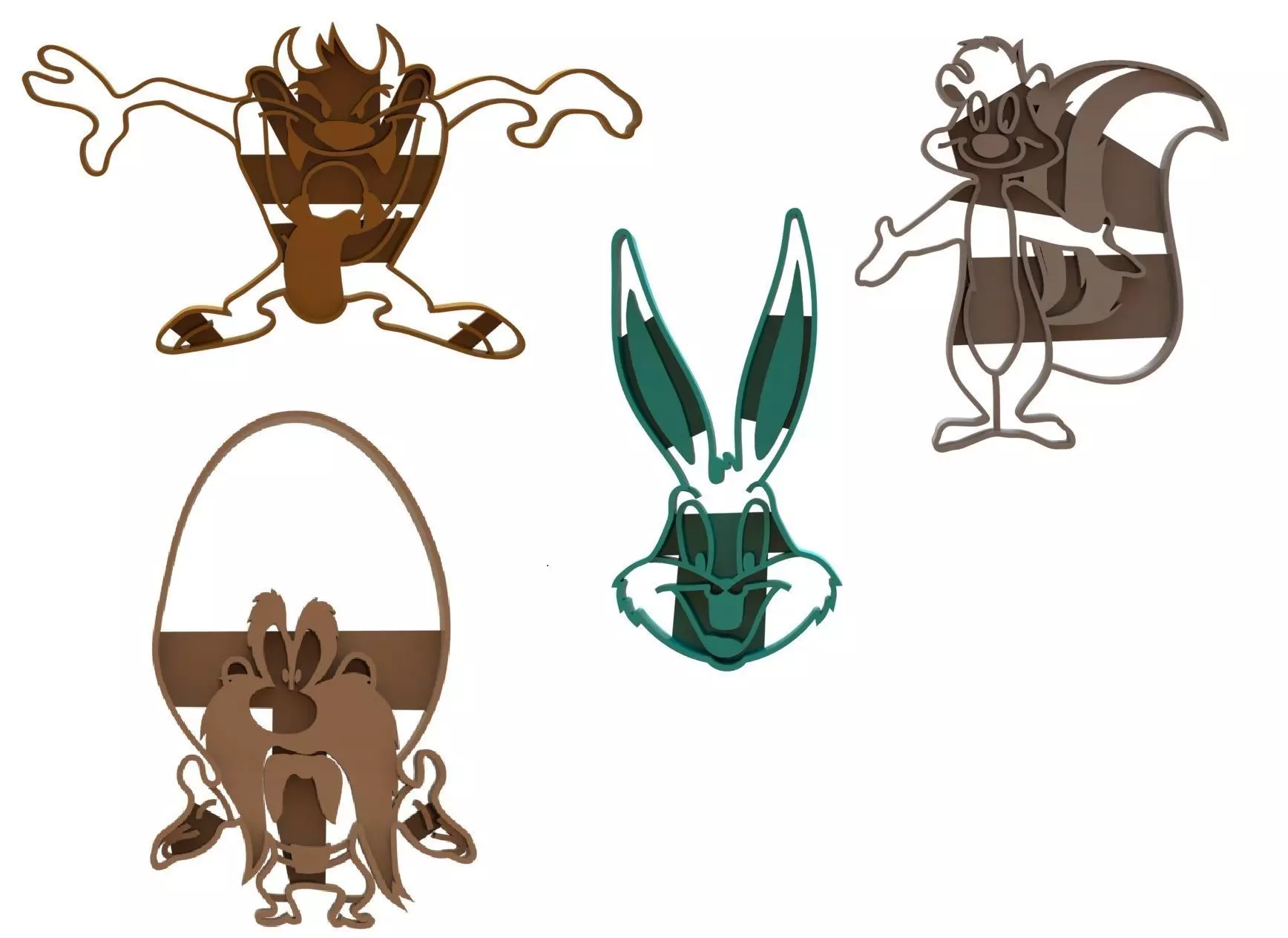 Looney tunes christmas cookie cutters 3D print model_0