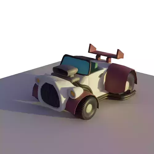 Vintage Cartoonish Low Poly Race Car