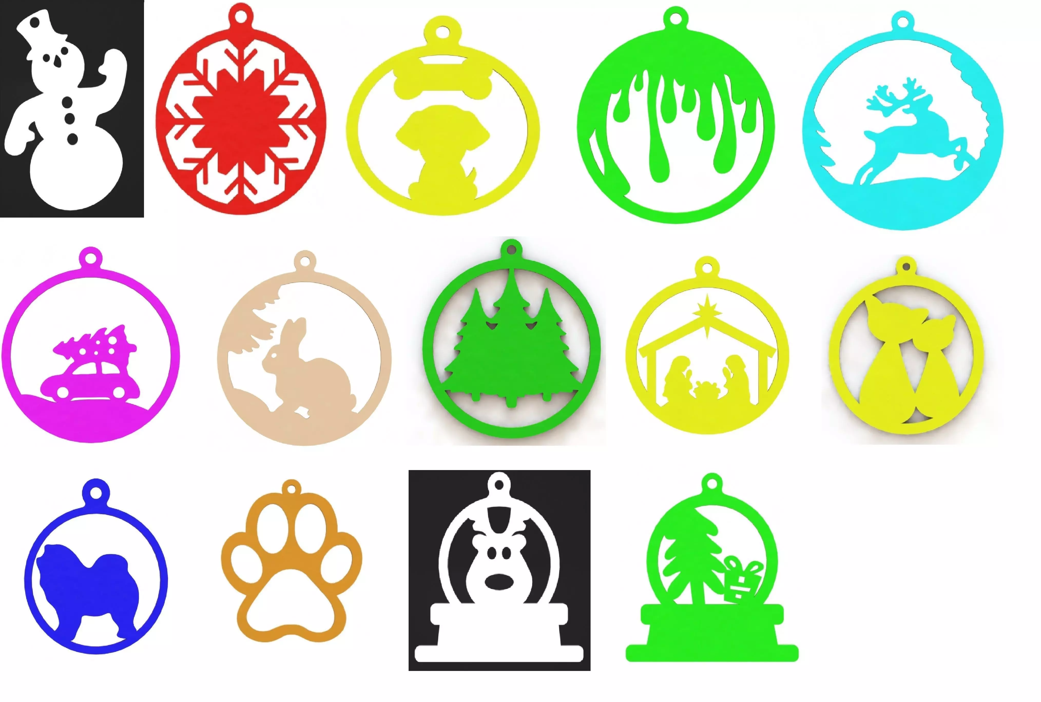 Christmas tree decorations pack 3D print model_0