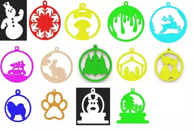 Christmas tree decorations pack 3D print model