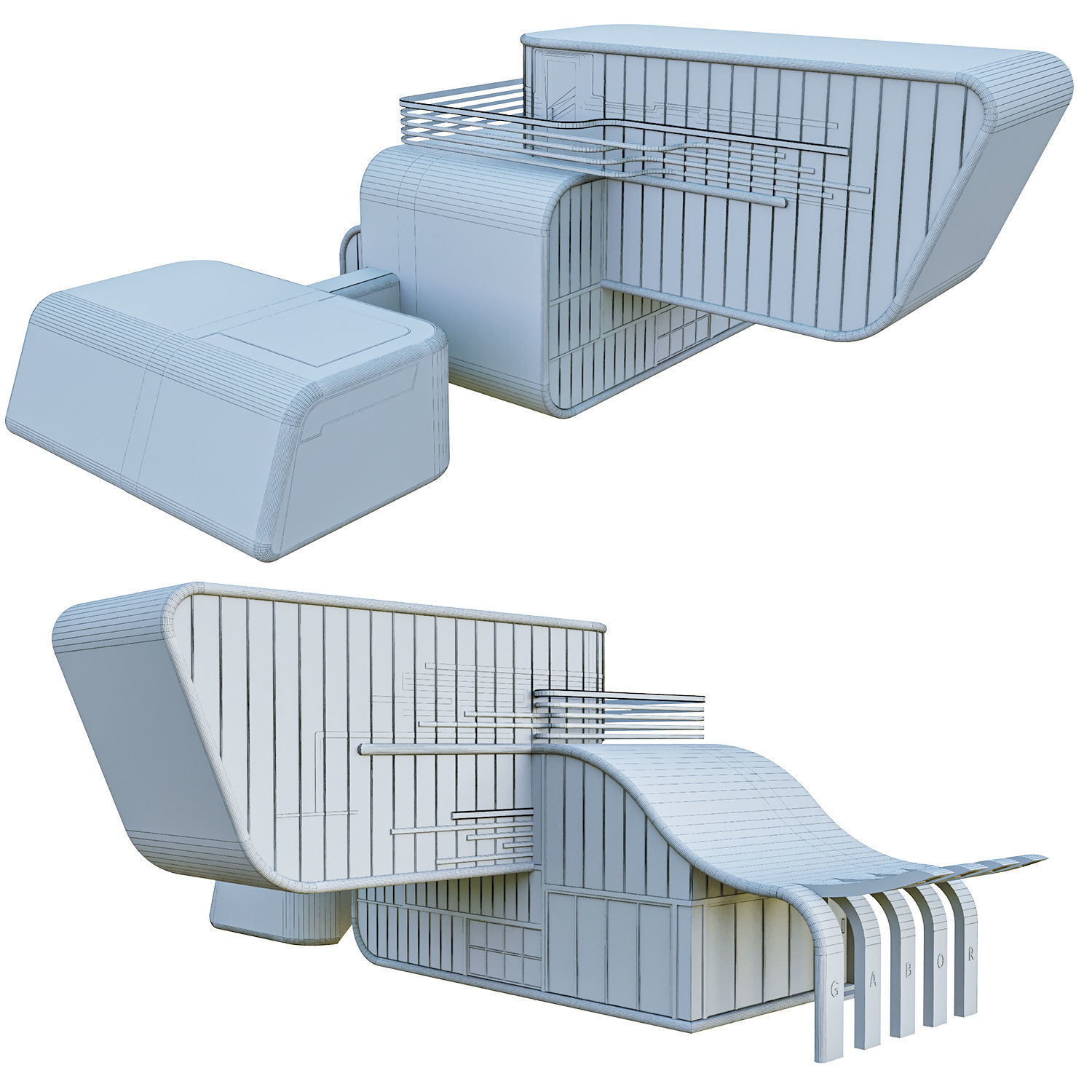 Studio House Low-poly 3D model_2