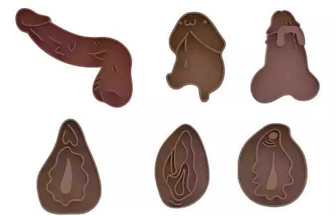 Penis and vagina cookie cutters set 3D print model