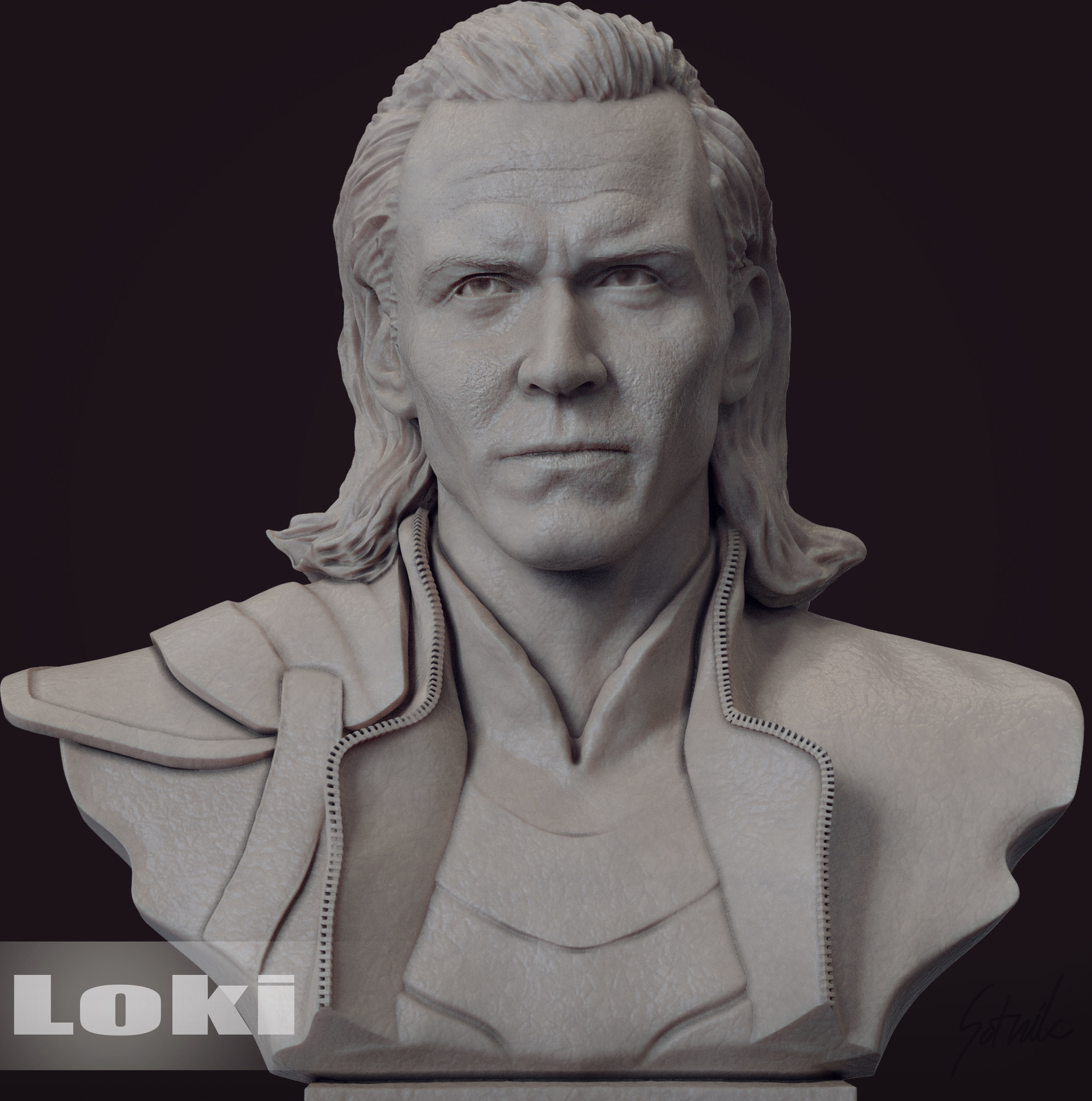Loki bust 3D print model_7