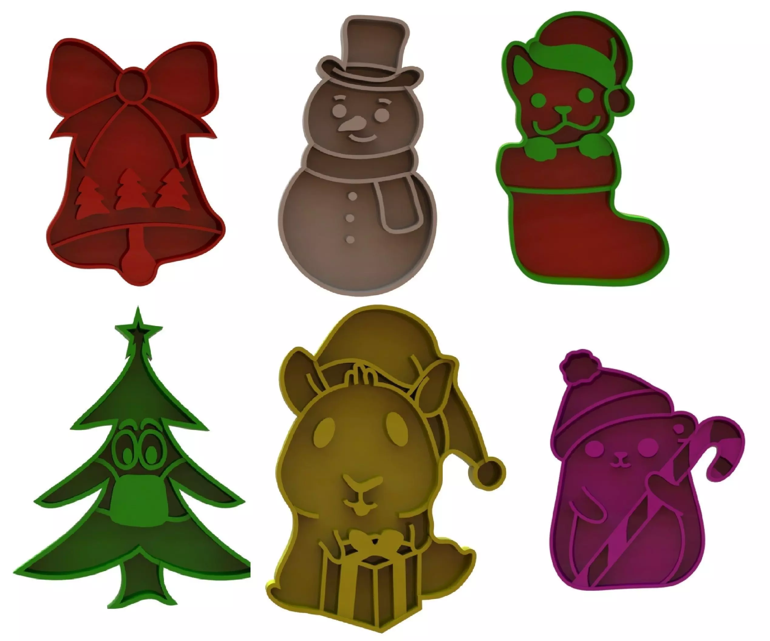 Christmas cookie cutters pack 3D print model_0