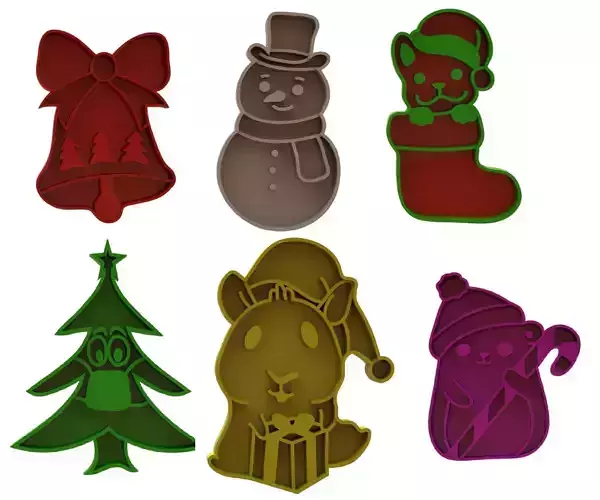 Christmas cookie cutters pack 3D print model