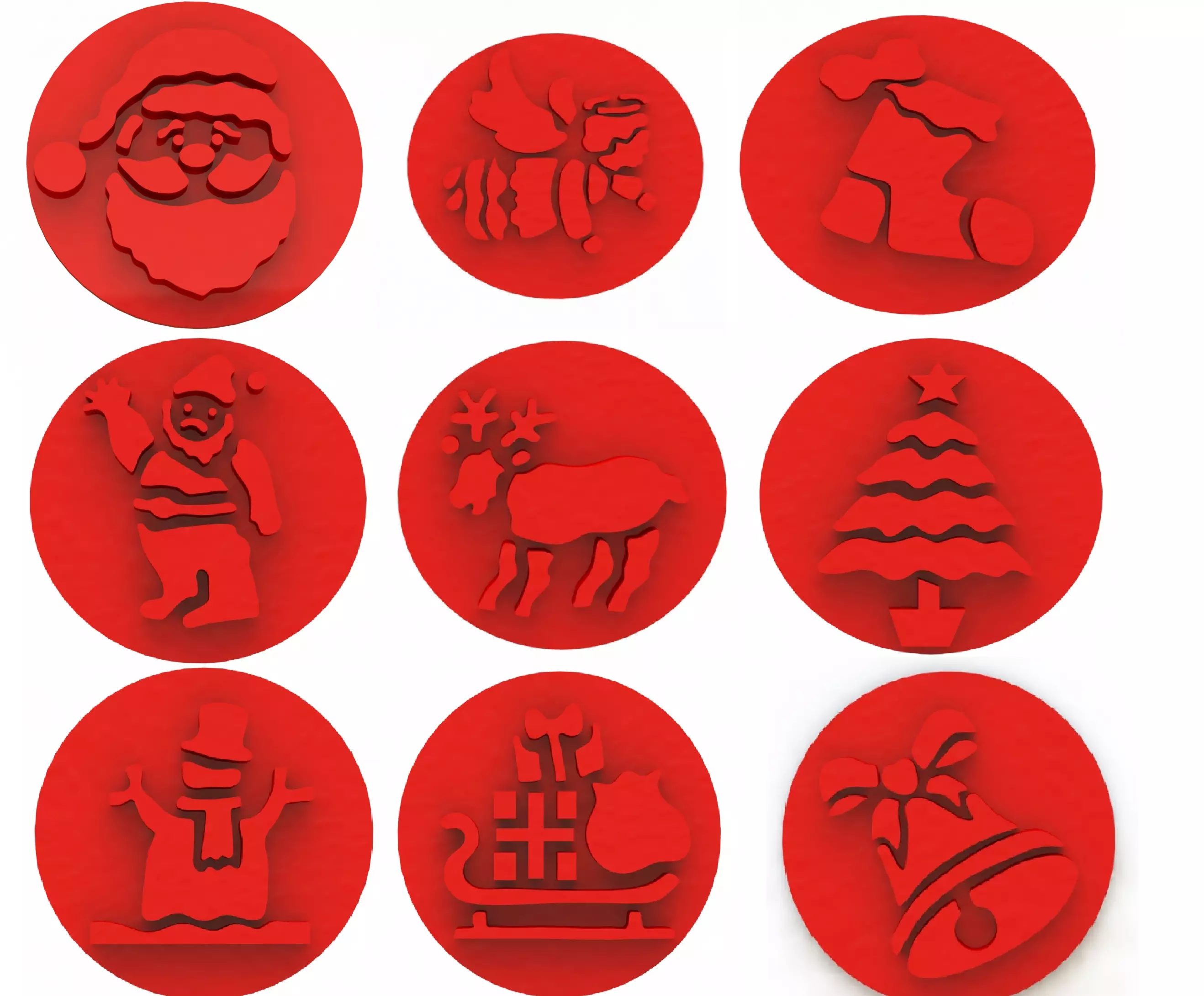 Christmas cookie embossers set 3D print model_0