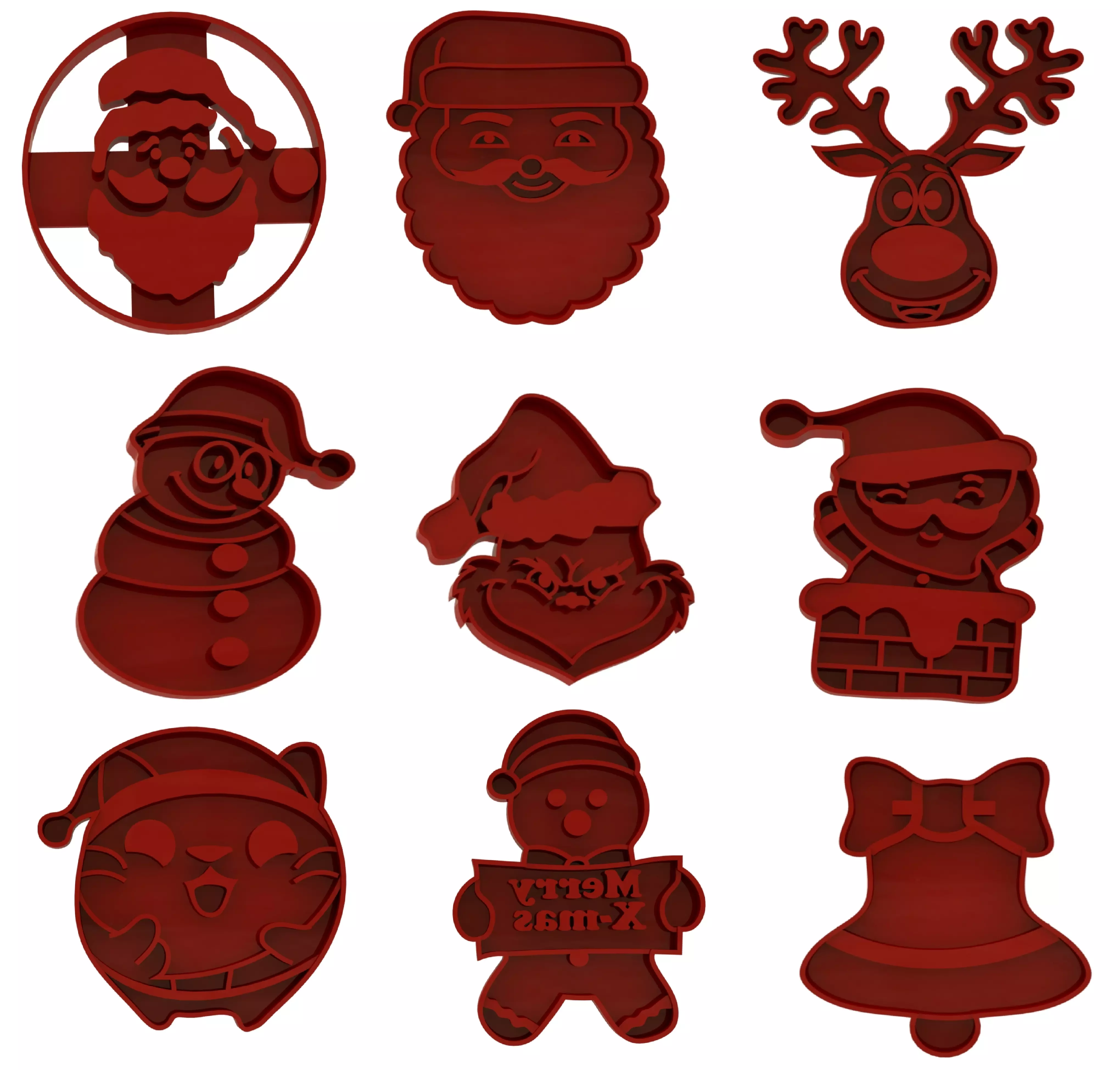 Christmas cookie cutters pack 3D print model_0