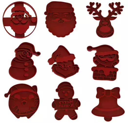 Christmas cookie cutters pack 3D print model