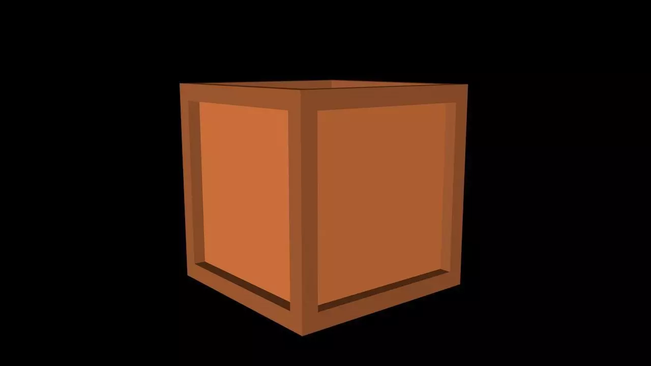 3D Box wooden Low-poly 3D model_0