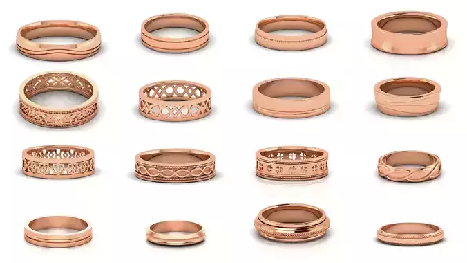 55 Plain Gold Band Ring 3dm render detail