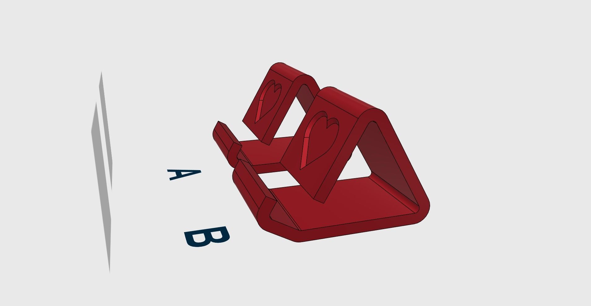 Phone holder HEART for phones with and without cover easy print 3D print model_1