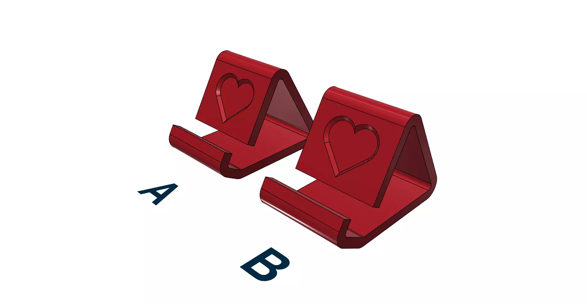 Phone holder HEART for phones with and without cover easy print 3D print model_0