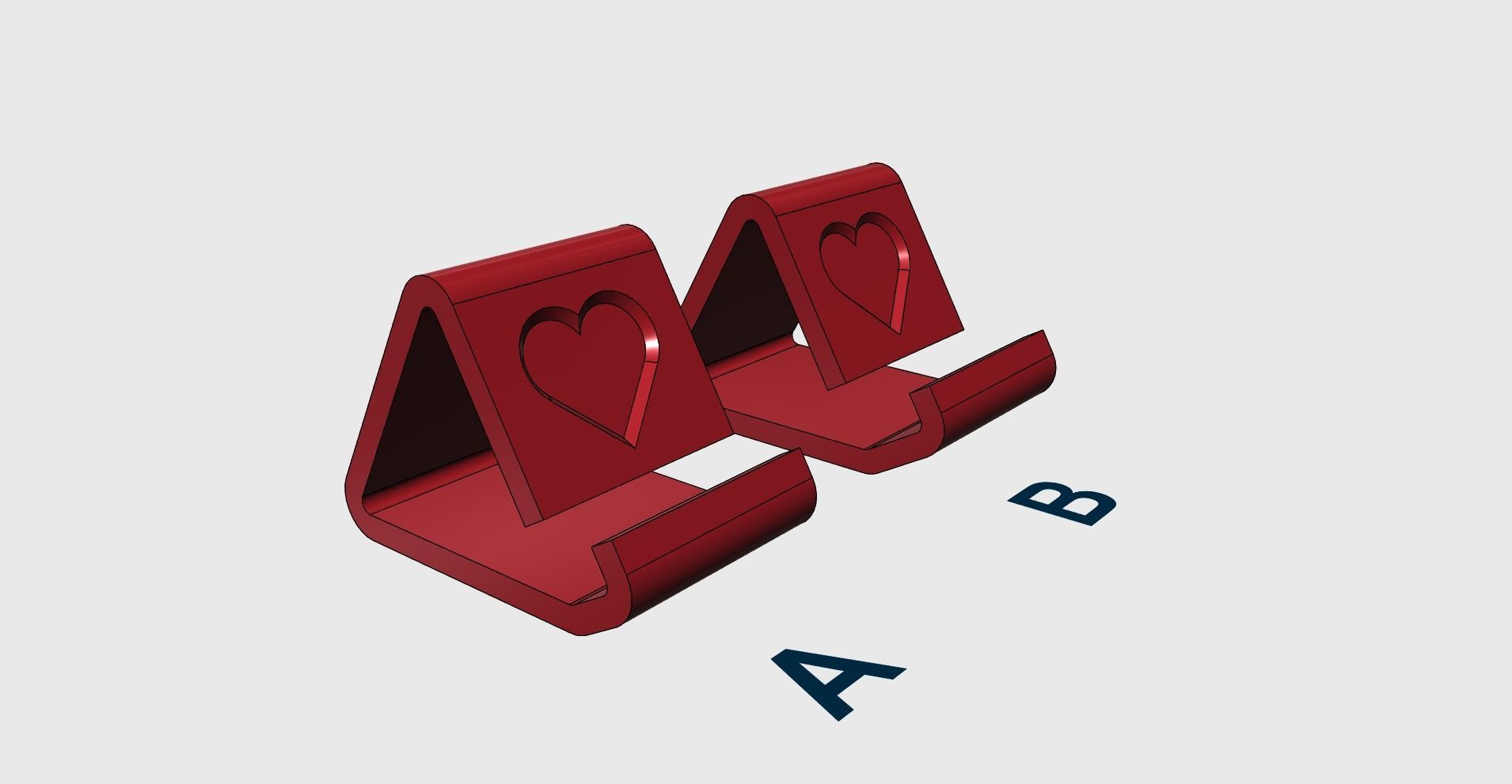 Phone holder HEART for phones with and without cover easy print 3D print model_2
