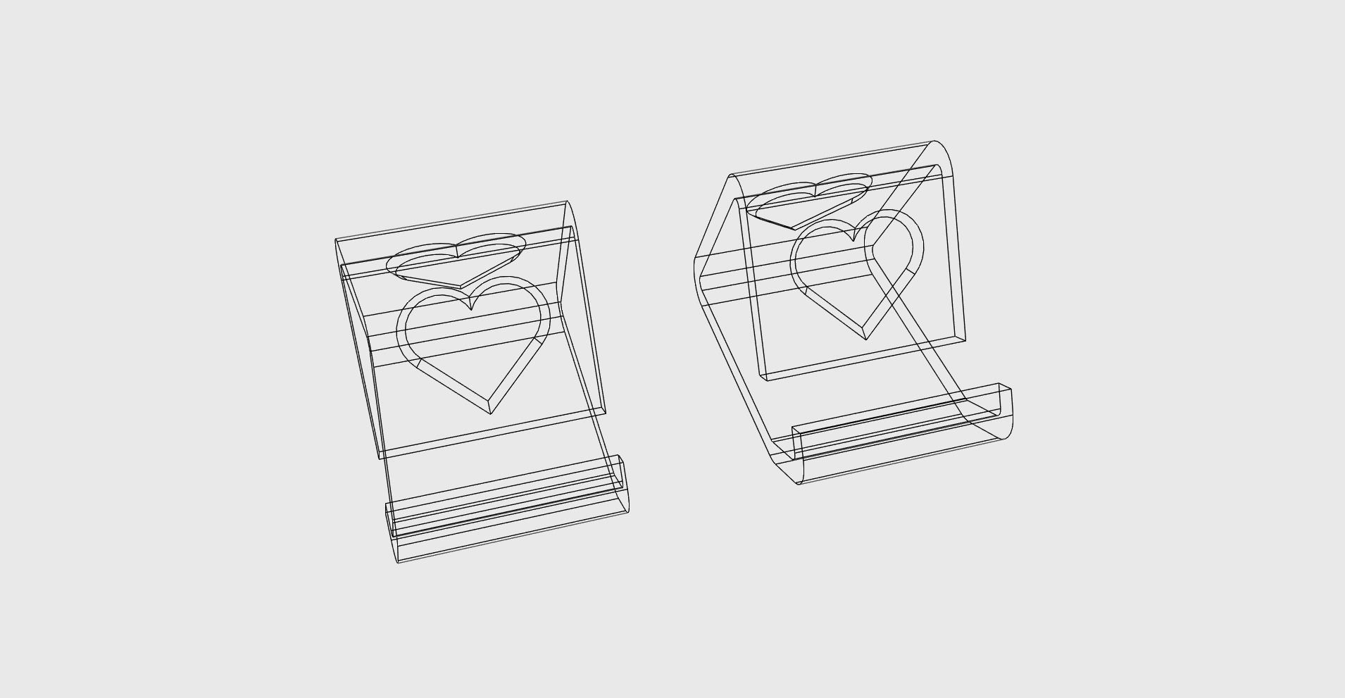 Phone holder HEART for phones with and without cover easy print 3D print model_10