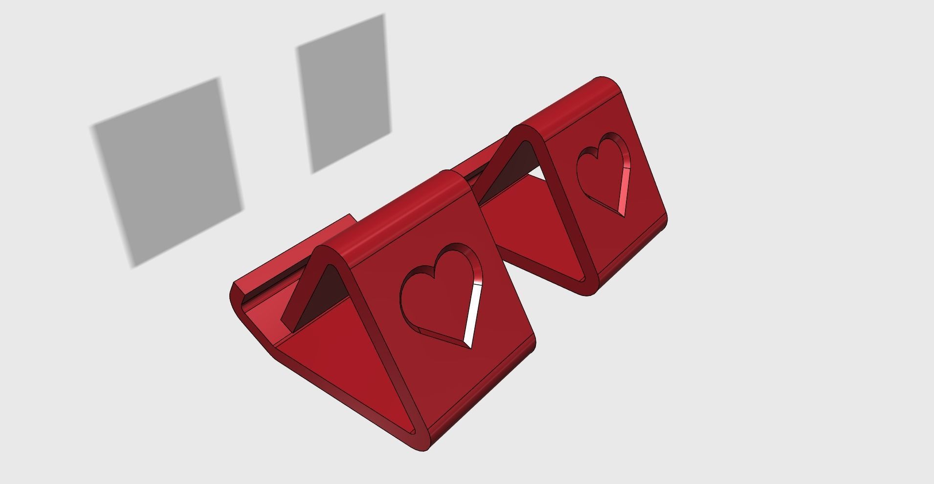 Phone holder HEART for phones with and without cover easy print 3D print model_3