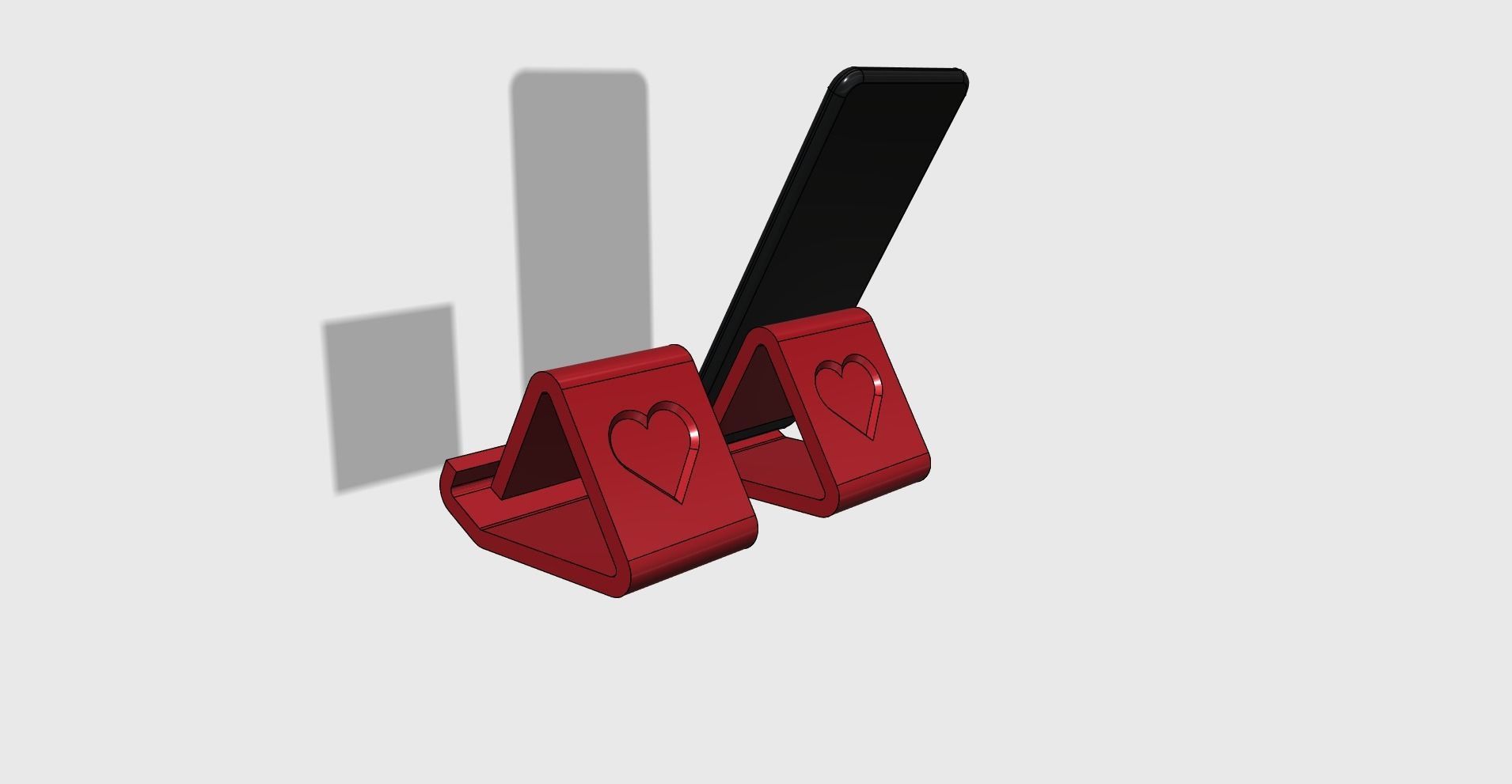 Phone holder HEART for phones with and without cover easy print 3D print model_12