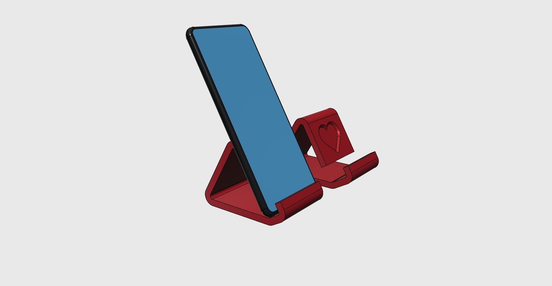 Phone holder HEART for phones with and without cover easy print 3D print model_5