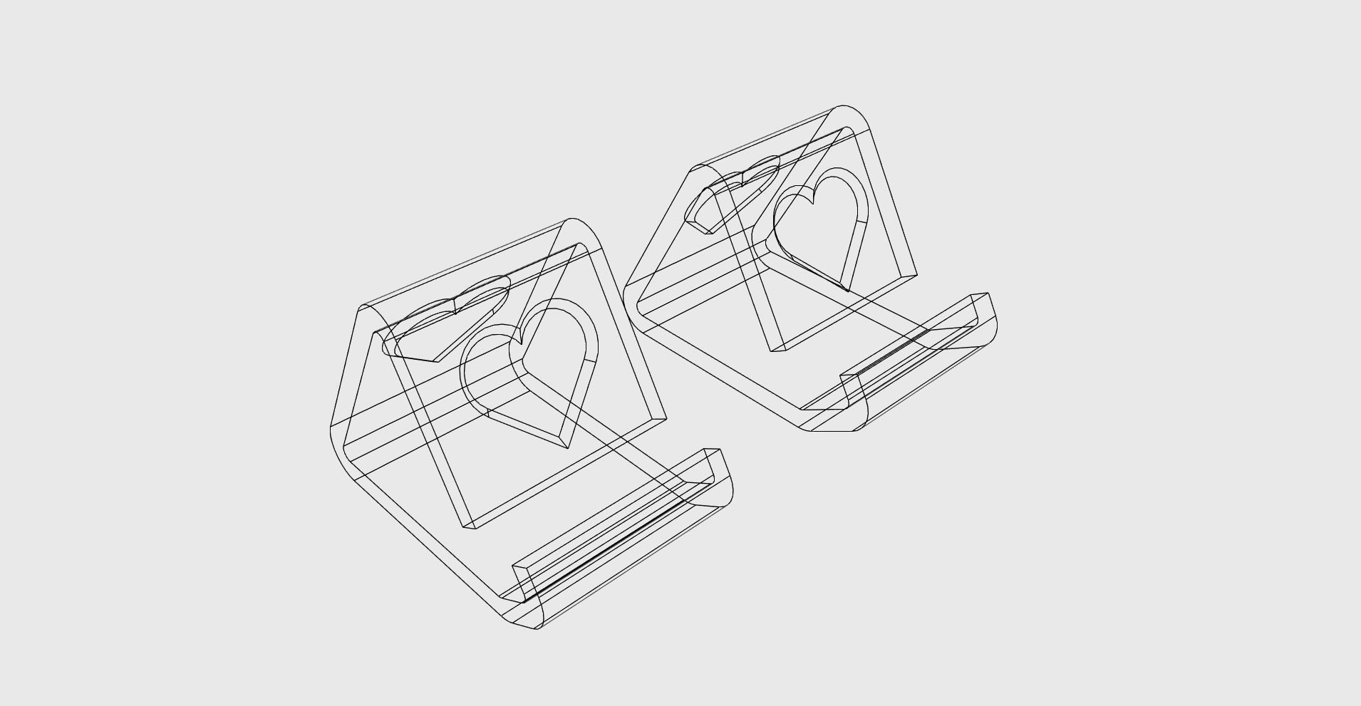 Phone holder HEART for phones with and without cover easy print 3D print model_11