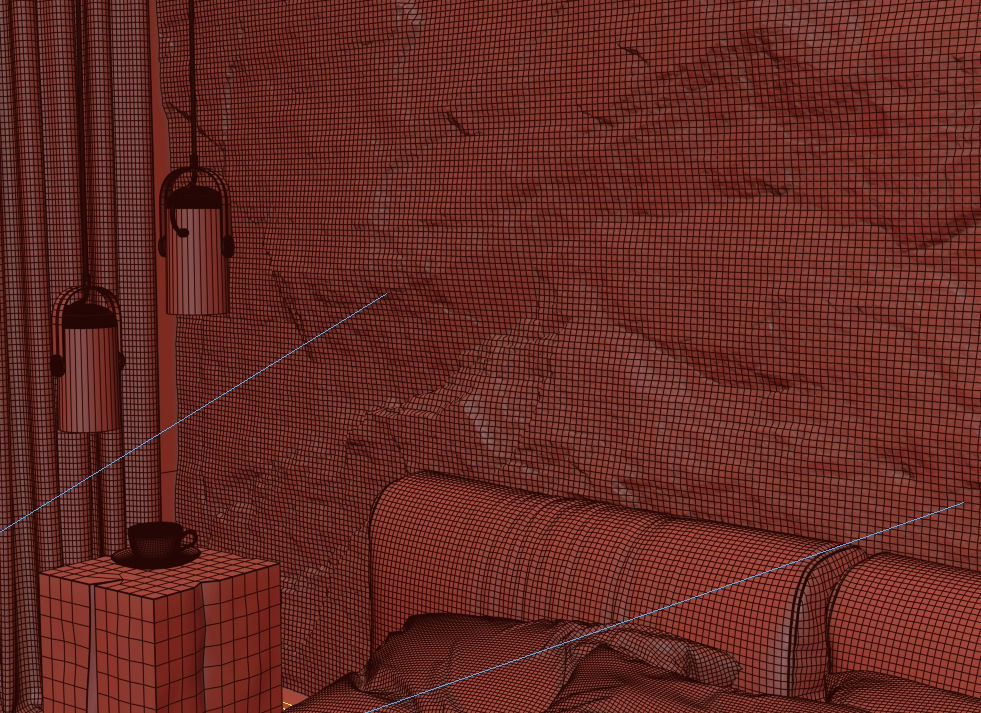 Rock Bedroom interior scene 3D model 3D model_7