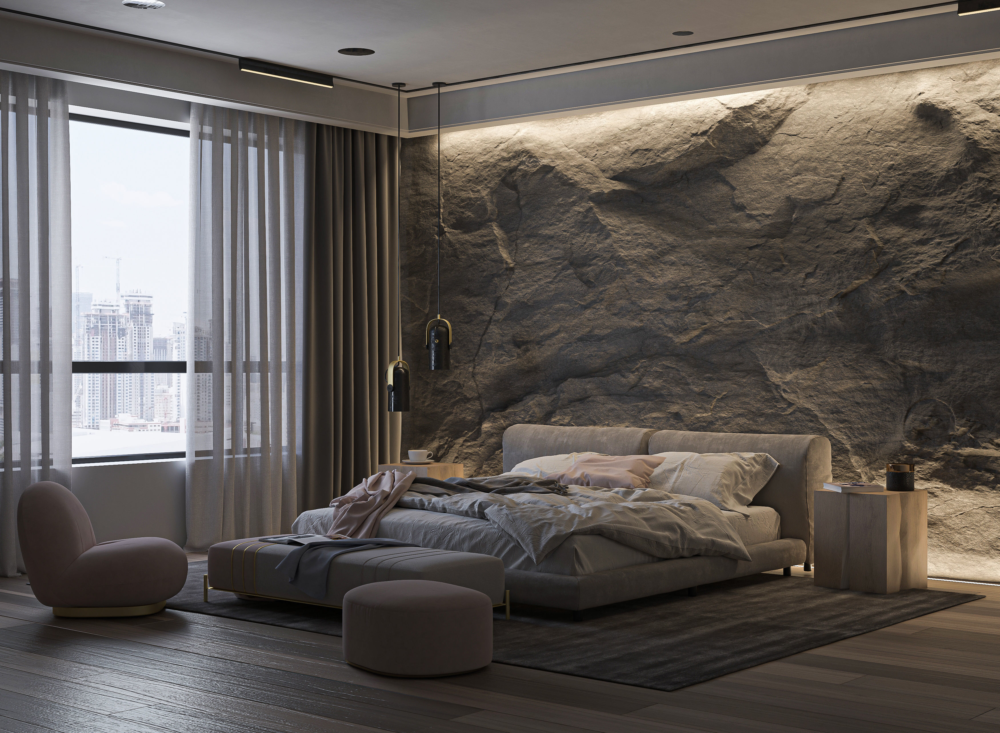 Rock Bedroom interior scene 3D model 3D model | CGTrader